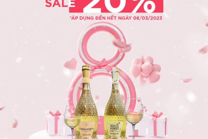 Khuyến mãi ngày Quốc tế phụ nữ 8/3: Giảm giá 20% toàn bộ vang trắng Moscato