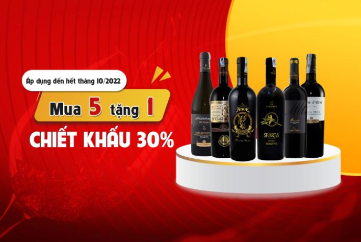Ưu đãi chào thu 2022: Mua combo 5 chai rượu vang - Giảm ngay 30% và tặng 1 chai vang bất kỳ